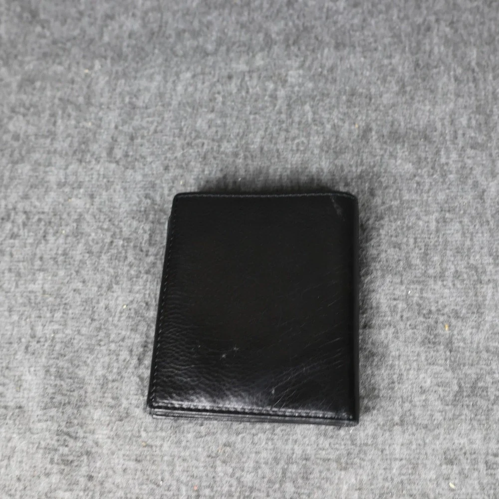 Leather Wallet Mens One Size Black Bifold RFID Protection Card Holder Slim